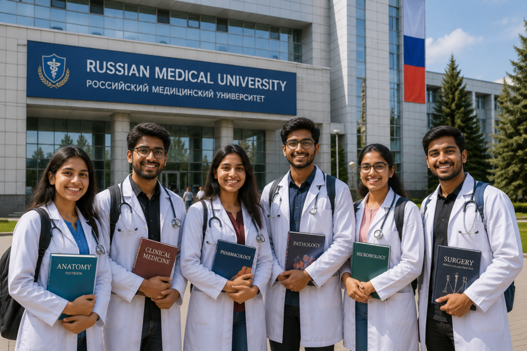 Indian medical students studying MBBS at a Russian university